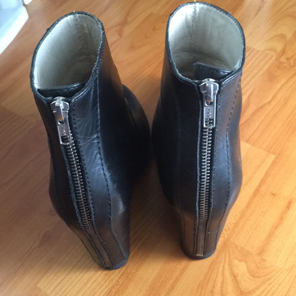 Black Leather Ankle Booties